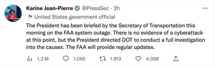 Karine Jean-Pierre asegura que no hubo evidencia de ciberataque