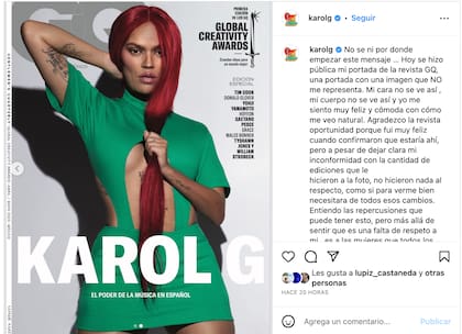 Karol G criticó la edición de la revista mexicana