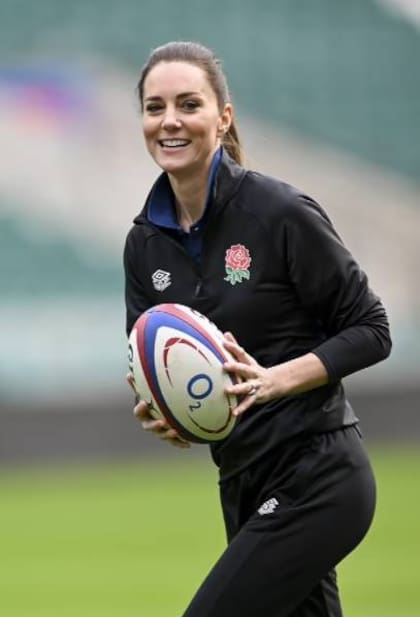 Kate Middleton en un entrenamiento con el equipo de Inglaterra