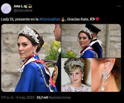 Kate Middleton usó un par de aros de Lady Di durante la coronación de Carlos III