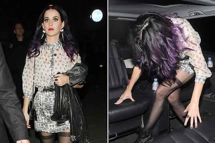Katy Perry pasada de copas a la salida de la fiesta de Justin Bieber