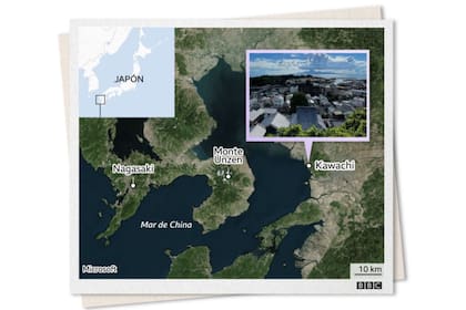 Kawachi, el pueblo de unos 5.600, tiene una amplia costa con miras al monte Unzen —uno de los volcanes activos más conocidos de Japón— y a Nagasaki, al otro lado del mar de China