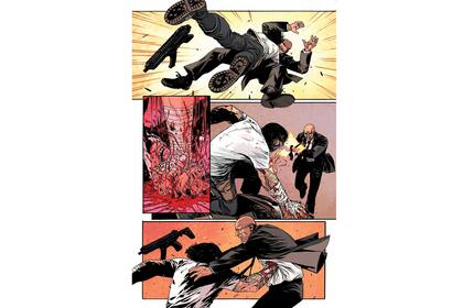 Al inicio del cómic, el personaje con los rasgos físicos de Keanu Reeves es un agente encubierto del Gobierno de los EE.UU. Dibujos de Alessandro Vitti.