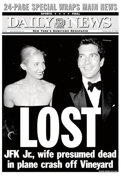 La tapa del Daily News con la noticia de la desaparición del avión que él piloteaba