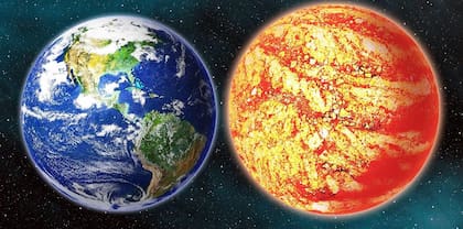 Kepler 78b (derecha) no es mucho más grande que la Tierra, pero es un mundo infernalmente caliente que orbita su estrella muy rápido
Por: David A. Aguilar/ CfA