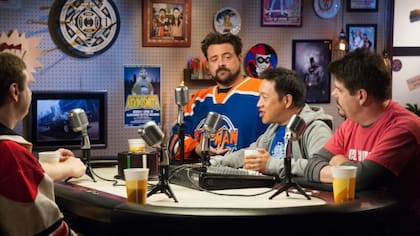 Kevin Smith junto a Ming Chen, Mike Zapcic y Walter Flanagan en Comic Book Men