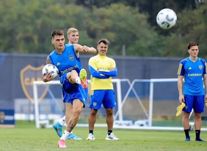 Kevin Zenón, en un entrenamiento de Boca
