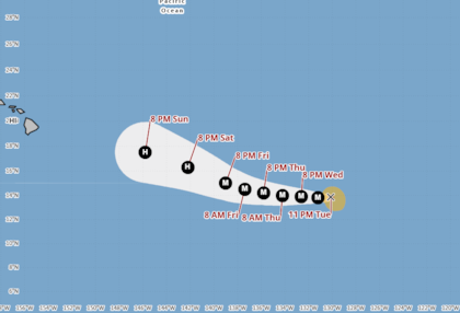 Kiko se fortalecerá progresivamente hasta convertirse en huracán mayor el jueves por la madrugada, con vientos de 120 mph (193 km/h)