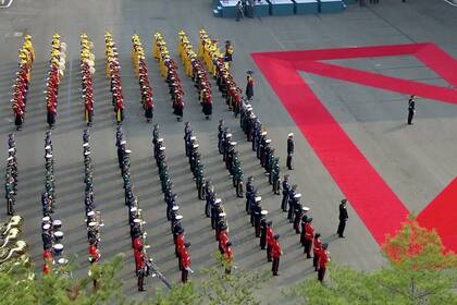 Vista de los guardias durante la ceremonia