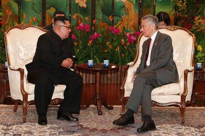 Kim Jong-un y el primer ministro de Singapur
