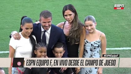 Kim Kardashian y sus hijos junto a David y Victoria Beckham