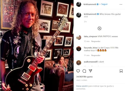 Kirk Hammett, de Metallica, posó con la guitarra de Pappo (Foto: Instagram kirkhammett)