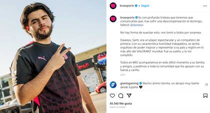 Krü Esports despidió al joven de 23 años