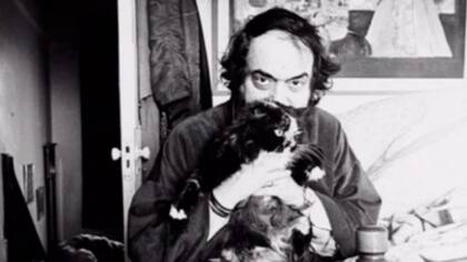 Kubrick y uno de sus queridos gatos