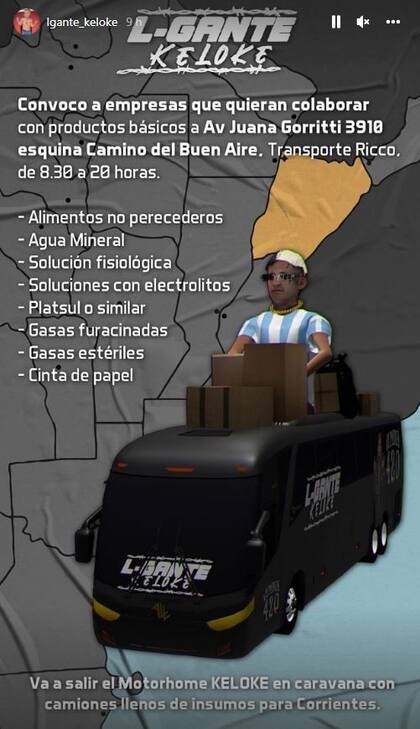 L-Gante convocó a las empresas que quieran colaborar para su colecta y puntualizó los insumos que se necesitan.