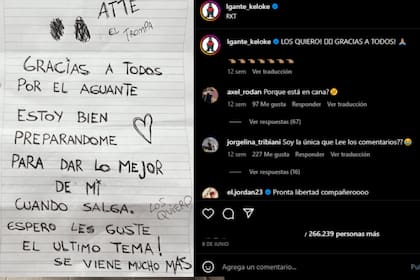 L-Gante envía mensajes desde la cárcel (Foto Instagram @lgante_keloke)