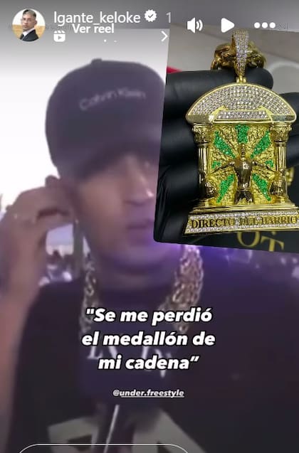 L-Gante mostró el dije de oro que perdió en el mar