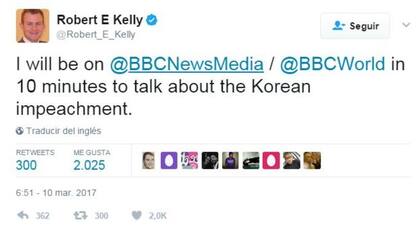 Kelly anunció en su Twitter que iba a dar una entrevista en la TV internacional de la BBC