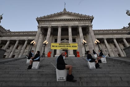La acción que hicieron sobre las escaleras del Congreso.