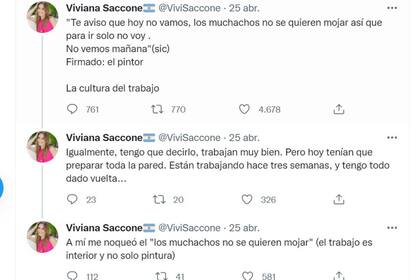 La actriz aclaró que los trabajadores en su casa trabajan muy bien, pero que no pudo resistir la frase: "los muchachos no se quieren mojar"