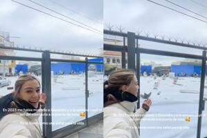 La actriz Caro Domenech grabó desde la puerta de su casa en Saavedra el set de filmación de El Eternauta (Foto: Captura de video / TikTok @domenechcaro_ok)