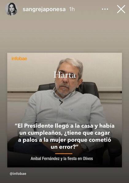 La actriz Eugenia "China" Suárez manifestó su enojo a través de su cuenta de Instagram