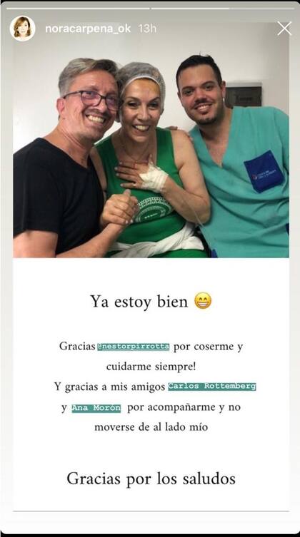 La actriz fue dada de alta luego de sufrir un accidente en el cementerio de Mar del Plata