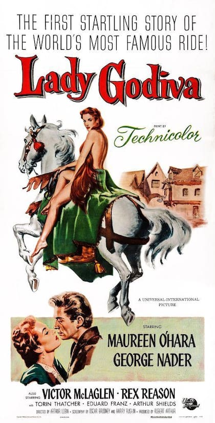 La actriz irlandesa-estadounidense Maureen O'Hara interpretó a Lady Godiva en la película de 1955 Lady Godiva de Coventry.