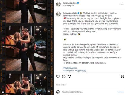 La actriz le dedicó un emotivo posteo a su marido (Foto: Instagram @luisanalopilato)