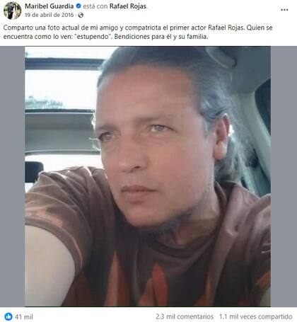 La actriz Maribel Guardia compartió una foto del actor para desmentir los rumores de que era indigente