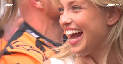 La actriz portuguesa disfrutando de la carrera en Mónaco (Foto: Captura F1 Tv)