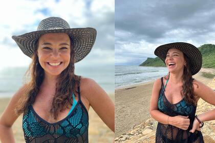 La actriz posó sonriente desde una playa