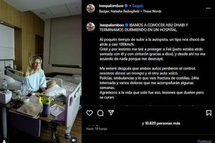 La actriz sufrió un accidente en Dubai (Captura Instagram @inespalomboo)