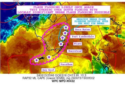 La actualización reciente de Centro de Predicción del Clima del Servicio Meteorológico Nacional sobre el pronóstico de las inundaciones en Florida