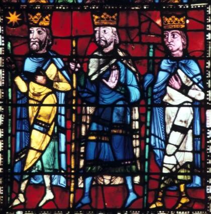 La adoración de los magos, la catedral de Chartres, Francia, 1145-1155