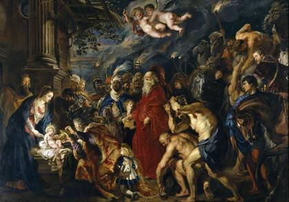 "La Adoración de los Reyes Magos", Peter Paul Rubens, 1609 (posteriormente el propio Rubens lo repintó y amplió entre 1628 y 1629)