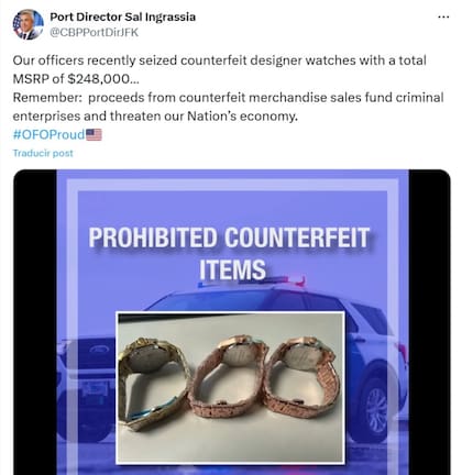 La advertencia de la CBP, tras incautar mercadería falsa en Nueva York