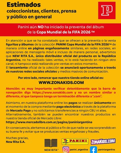La advertencia de Panini ante diversas estafas: el álbum aún no se vende en la Argentina