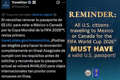 La advertencia del Departamento de Estado de EE.UU. sobre los pasaportes antes del Mundial 2026