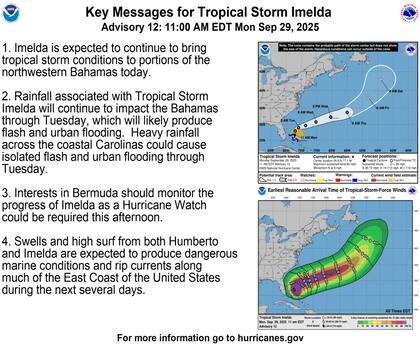 La advertencia del NHC sobre los territorios en riesgo por Imelda y Humberto