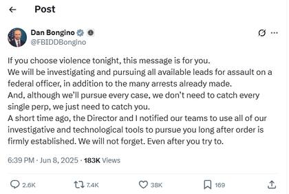 La advertencia del subdirector del FBI a los manifestantes que "decidan utilizar la violencia" durante las manifestaciones