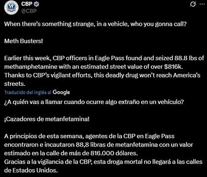 La agencia dio a conocer la incautación en redes sociales