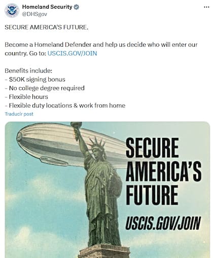 La agencia solicita oficiales de Servicios de Inmigración