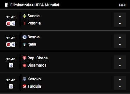 La agenda de partidos del repechaje de Europa de este martes 31 de marzo