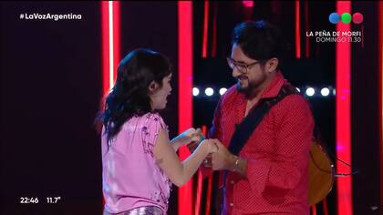 La alegría de Lali y Hugo en La Voz Argentina (Foto: Captura de video)