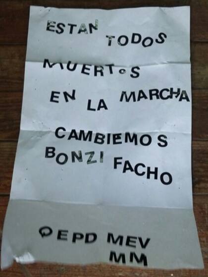 La amenaza llegó en un sobre negro a un local de Cambiemos