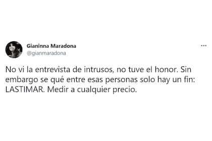 La aparición de la joven cubana disgustó a Gianinna Maradona, quien aseguró que el fin de la entrevista fue solo "lastimar"