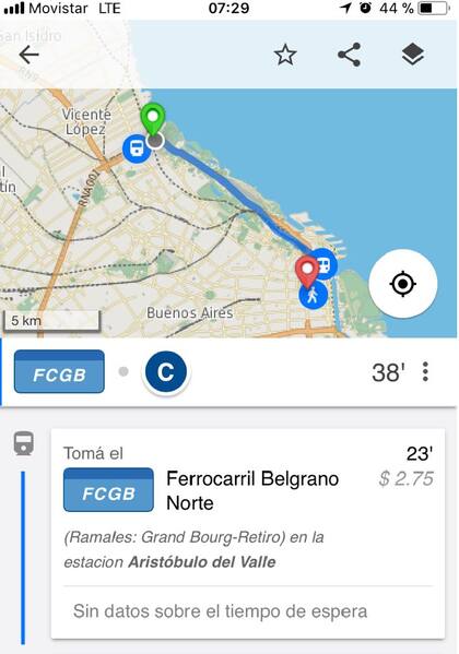 La aplicación de Cómo Llego BA