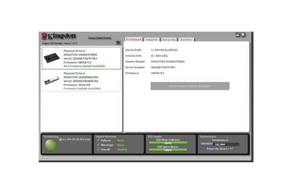 La aplicación de Kingston para administrar sus discos SSD; permite, entre otras cosas, actualizar el firmware