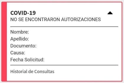 La aplicación muestra el historial del ciudadano